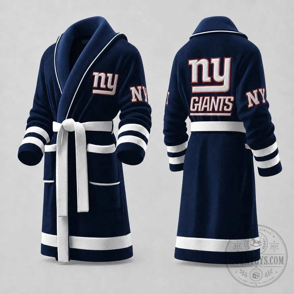 New York Giants NFL Football Team Logo Plush Fleece Bathrobe